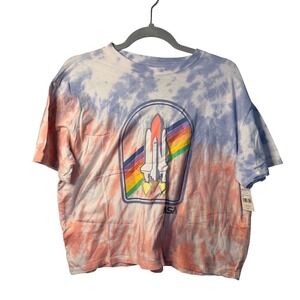 NASA Graphic Tee Multi Tie Dye Space Shuttle Rainbow Womens Large NWT Casualwear